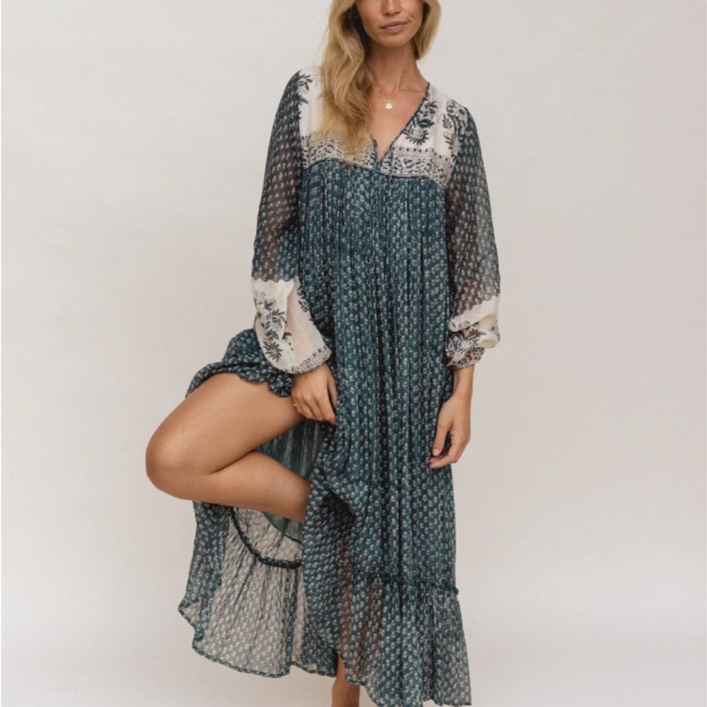 NEW Daughters of India Rooh Maxi Dress in Pine